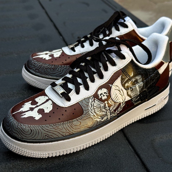 Nike sneakers, Hand Painted Custom Air Force. Innspired by COD GHOST MW2