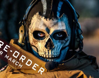 Cosplay Geist Maske + Balaclava, VORBESTELLUNG für MAI 2026 !!! inspiriert von Ghost, Jawbone skin (Replica)