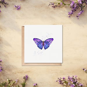 Printable card with butterfly, Watercolor Style, Digital greeting card, Blank card, Hand-drawn