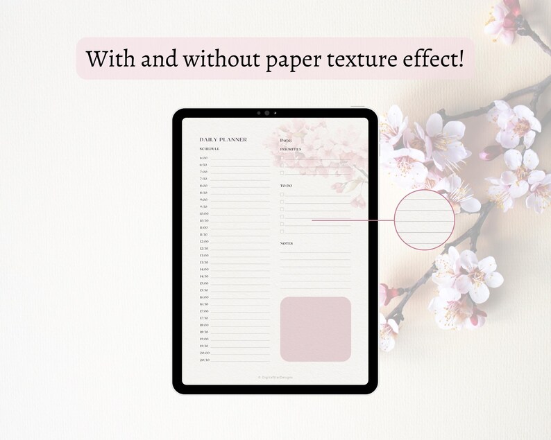 Digital Planner With Cherry Blossoms, Undated Planner, With and Without ...