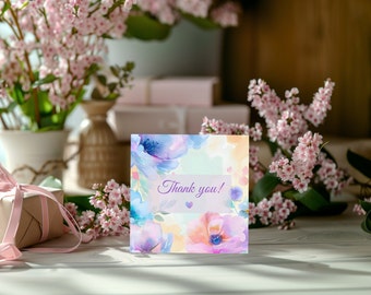 Carte de remerciement imprimable avec fleurs, carte de voeux, merci, carte numérique
