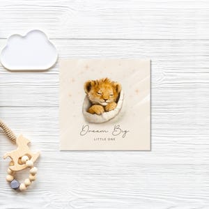 Carte imprimable pour nouveau-né, Lionceau mignon, Garçon, Fille, Carte de naissance, Carte de félicitations