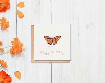 Twizler Geburtstagskarte Für Sie Mit Silberfolie & Schmetterling - Elegant, Aquarell-Effekt