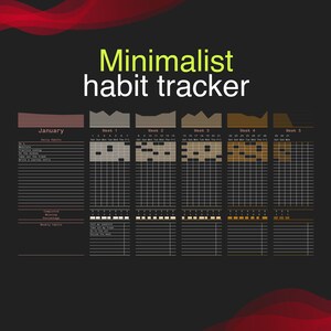 Minimalist Excel Habit Tracker, Daily planner, Monthly planner - Brown