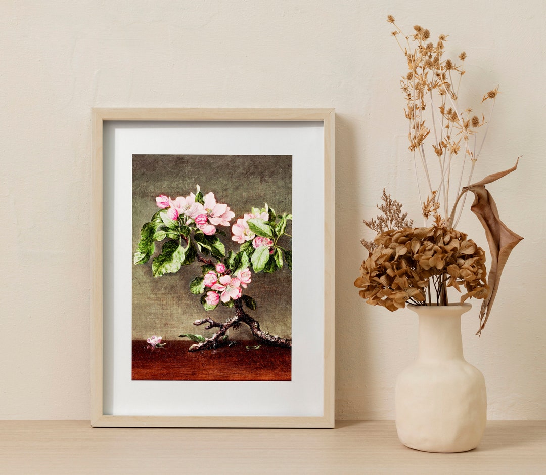 Vintage Farmhouse Wall Art Botanical Painting Apple Blossom Wall Decor ...