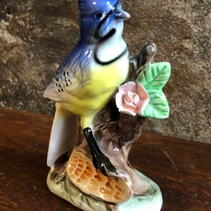 Vintage Blue Jay ceramic ornament