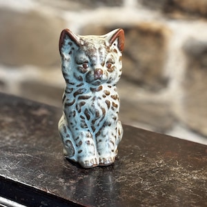 Adorno vintage de gato de cerámica, estilo rústico de los años 70: Tremar, Presingoll, Hudson, Charmouth