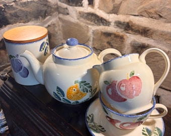 Set of 4 Poole Pottery Dorset Fruit Salad Plate Hand Painted
