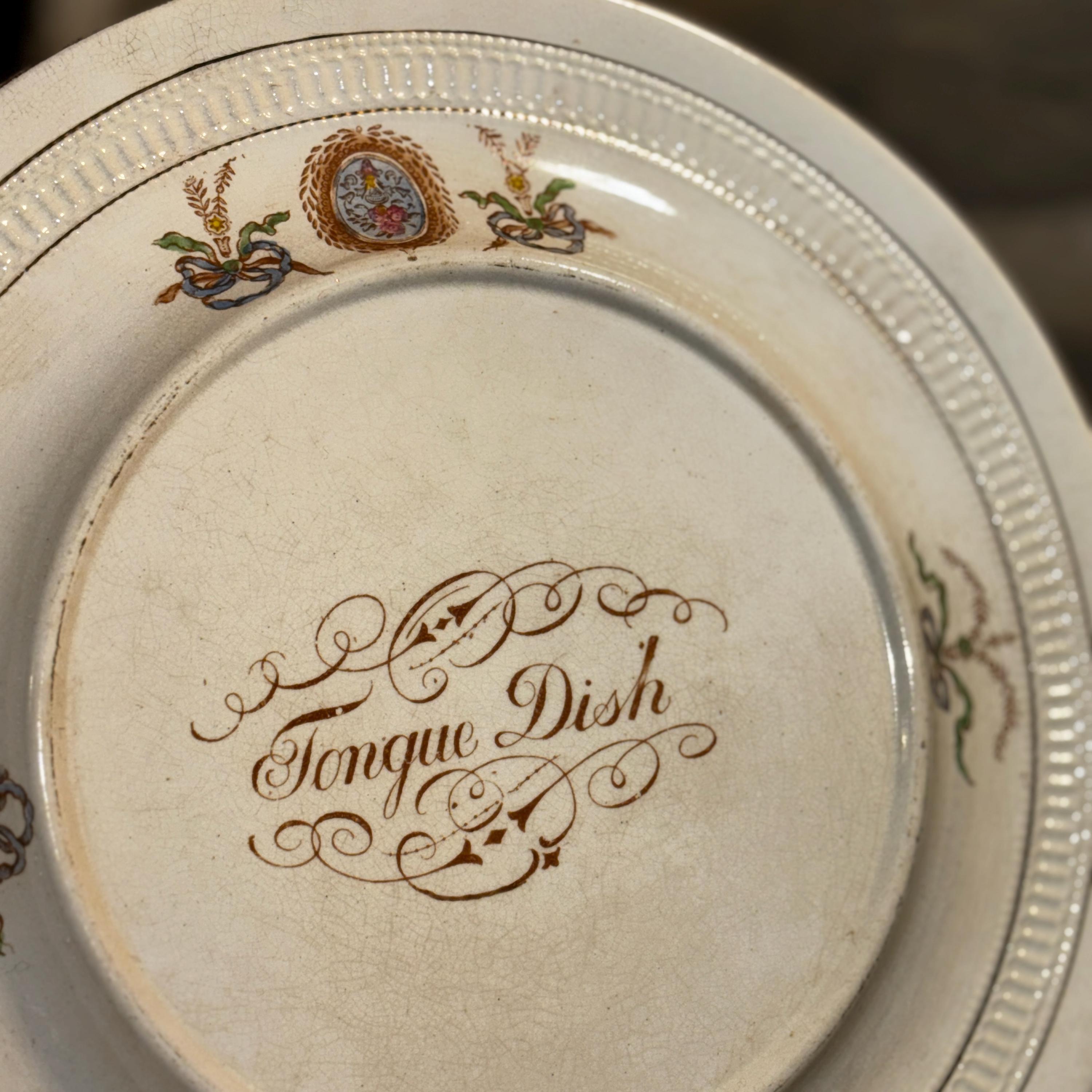Rare Antique Crown Devon Tongue Dish, Festoon Pattern Plate by ...