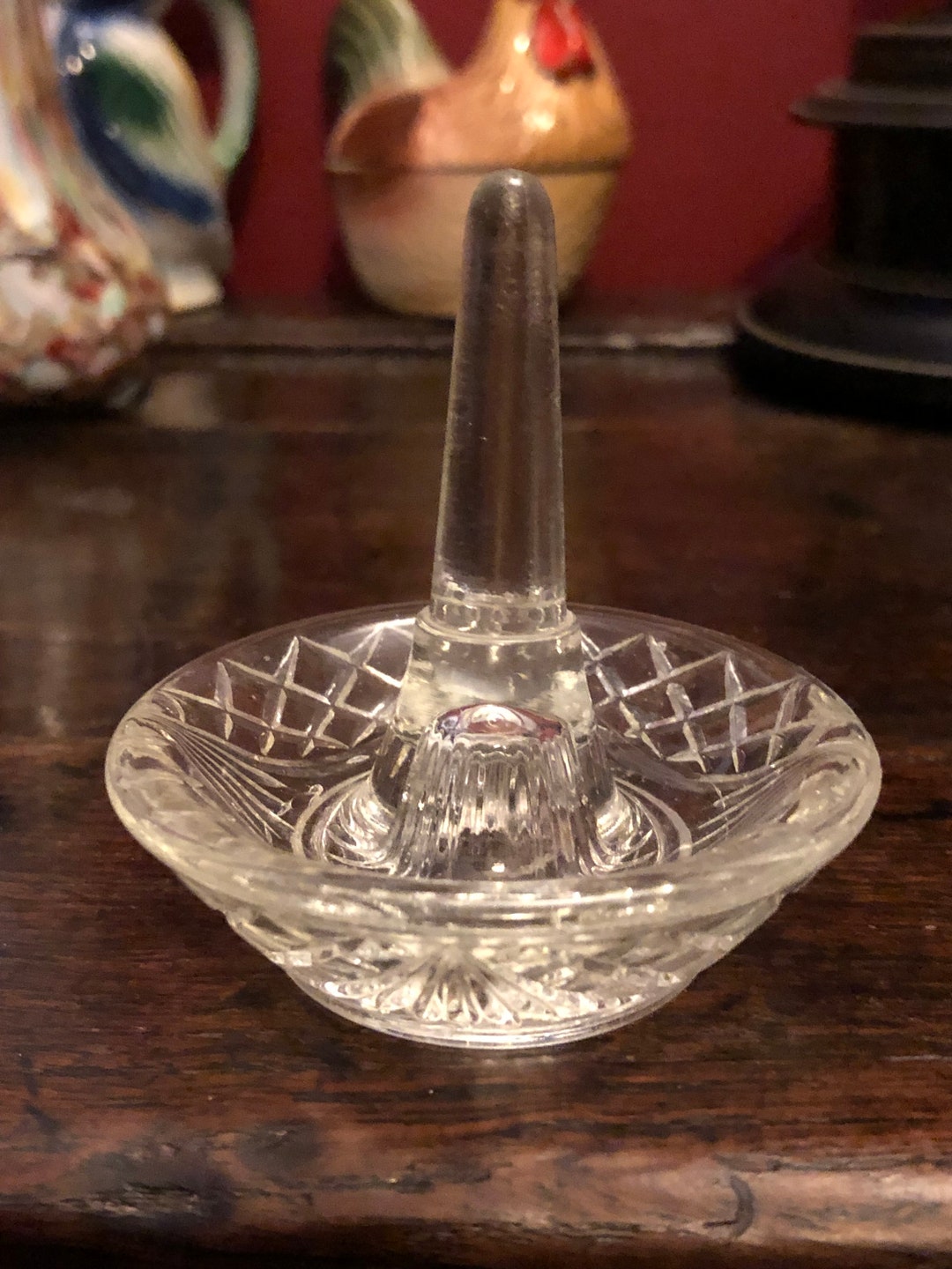 Vintage Pressed Glass Ring Tree - Etsy