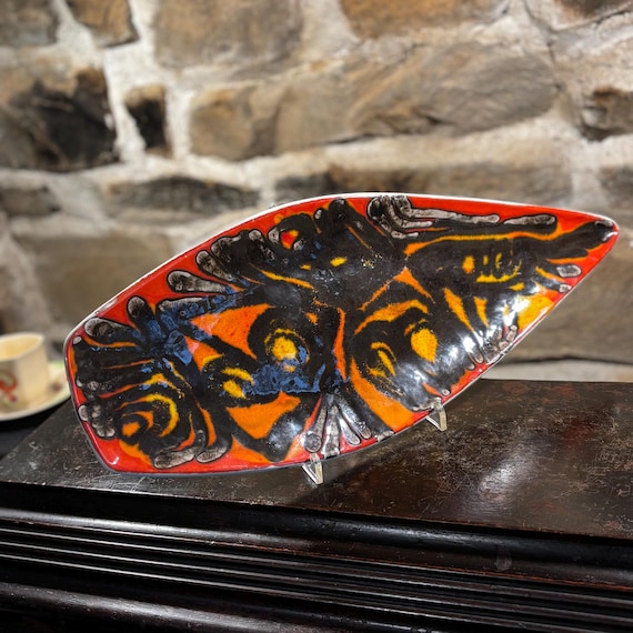 Vintage Poole Delphis Spear Plate Shape 82, Hand Painted by Jean