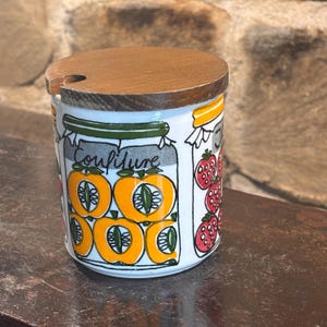 Pote vintage Schramberg para geleia/mel/chutney com tampa, Alemanha Ocidental, década de 1960.