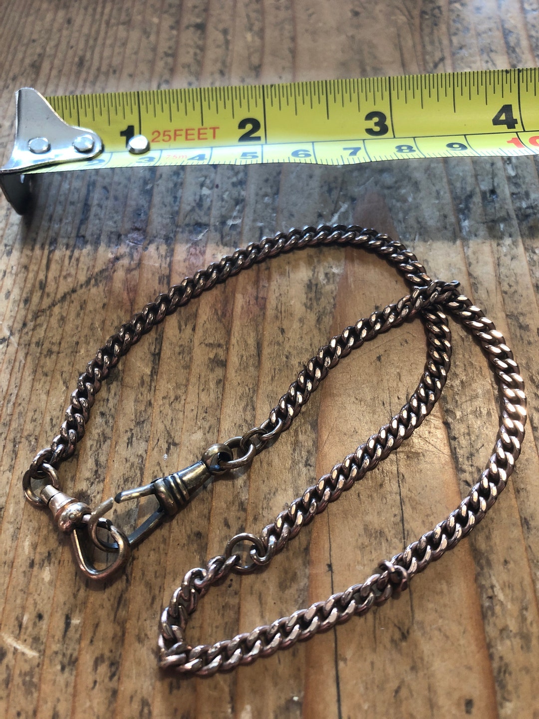 Vintage Brass Watch Fob Chain 40cm Etsy