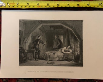 Antique Victorian Charles I English Civil War print