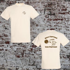 Coffee Lover Mens and Womens T Shirt, Fun Crew neck coffee shop Tee, Eye Catching Coffee Break Carton Top, Barista Coffee cool T-Shirt