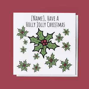 Carte de Noël personnalisée Holly Jolly / Noël / Fêtes
