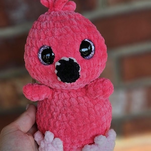 Handmade Weighted Flamingo Plushie – Crochet Bean Bag Bird | Soft Pink Stuffed Animal | Sensory Toy | Kawaii Plush Flamingo Gift