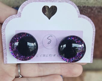 Handmade Glitter Safety Eyes: Iridescent Purple Resin - 20mm/25mm
