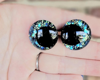 Ojos de seguridad con purpurina hechos a mano: resina azul Oxford - 20 mm/25 mm