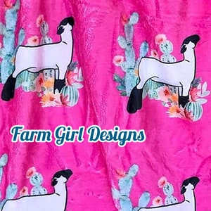 Show Lamb Floral Cactus Minky Blanket - 50&quot; x 60&quot;