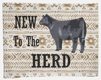 Angus Steer "New to the Herd" Minky Blanket - 30" x 40"