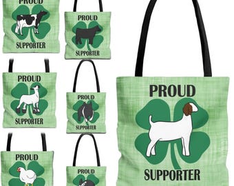 Livestock 4-H Clover "Proud Supporter" Tote Bag | Buyer's Gift