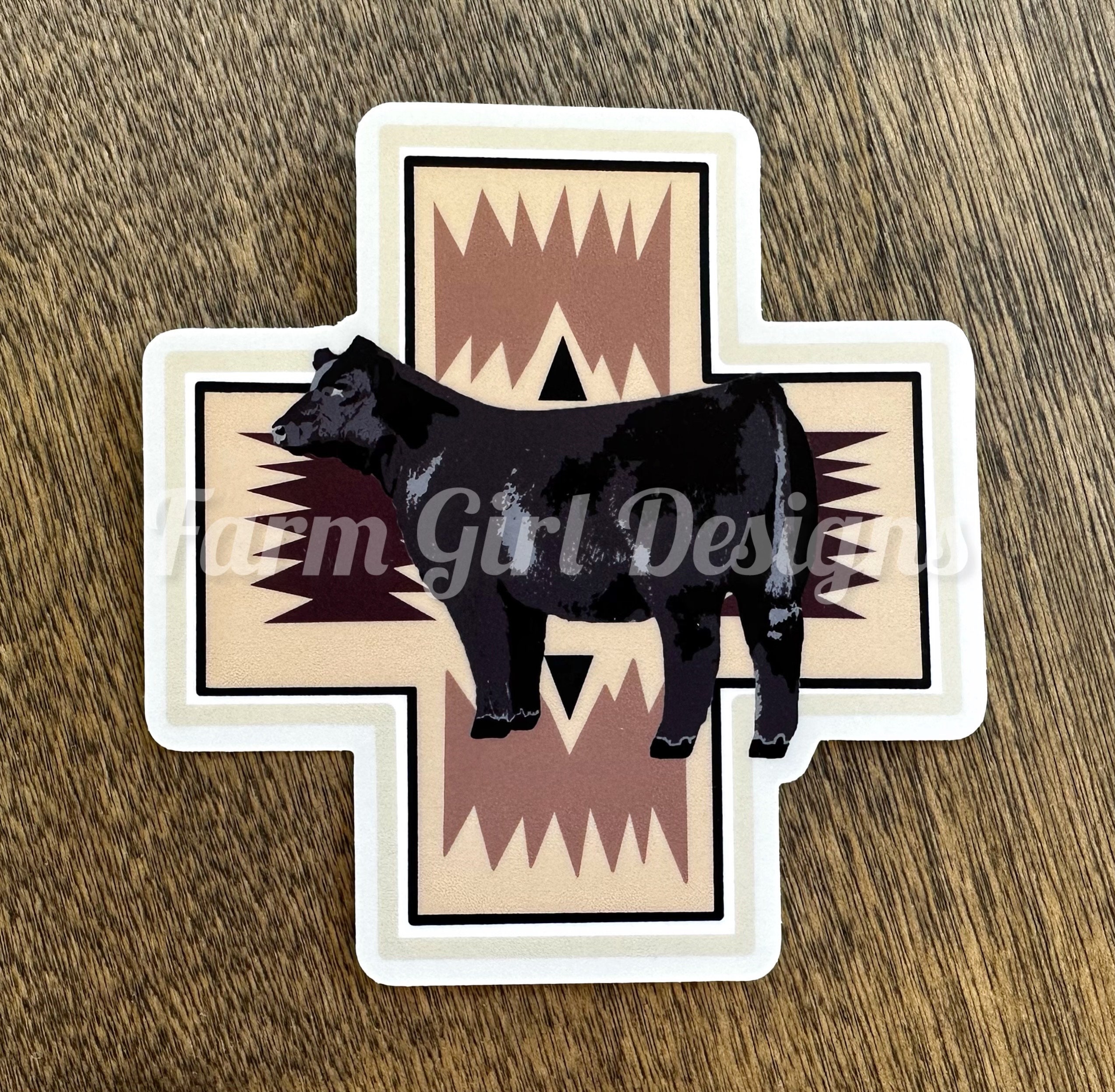 Livestock Neutral Aztec Stickers | Black Headed Show Goat | Angus Steer ...