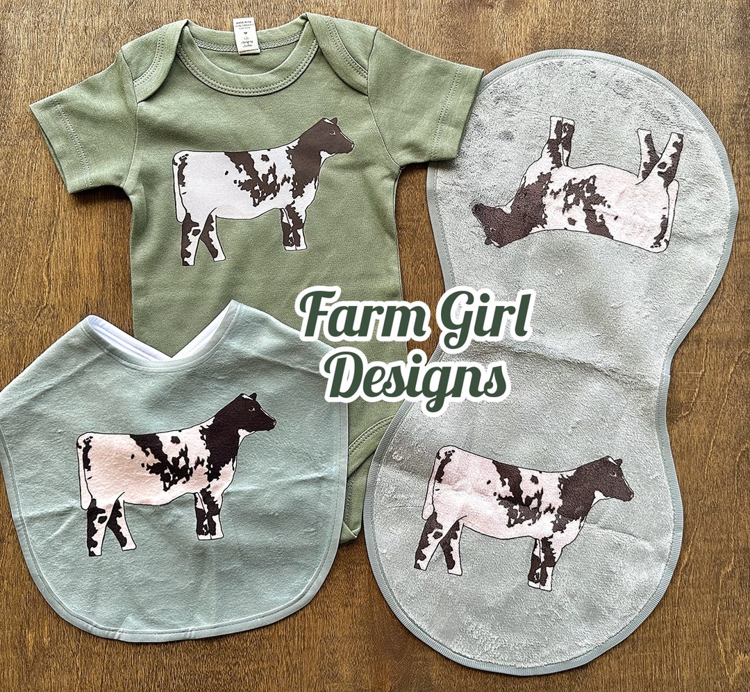 Shorthorn Sage Green Onesie, Bib & Burp Cloth Etsy