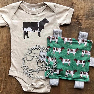 Shorthorn infant bodysuit & tag blanket set!