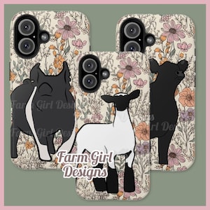 Livestock Pastel Wildflower Tough Phone Cases | iPhone | Samsung | Heifer | Lamb | Pig