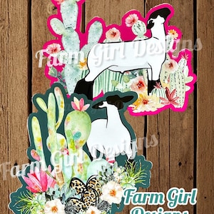 Show Lamb with floral cactus Stickers