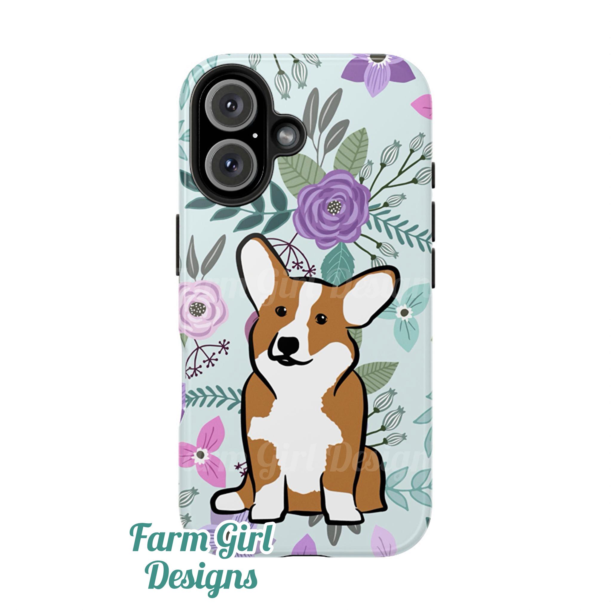 Corgi Mint Floral Tough Phone Cases | iPhone | Samsung