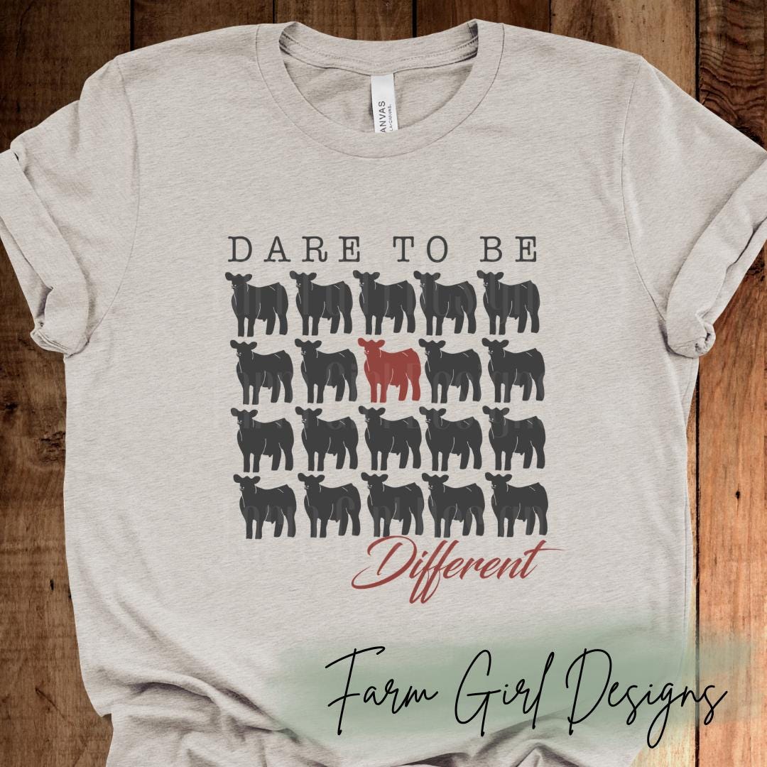 Red Angus Cattle "Dare to be Different" Bella Canvas Tee Adult Youth Toddler Shirt