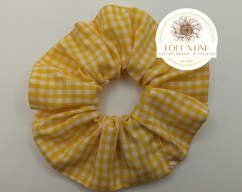 Yellow Gingham Hair Scrunchie
