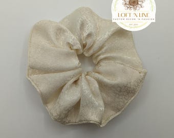 Satiny Creamy White Ivory Hair Scrunchie