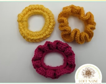 Crochet Hair Scrunchies in Warm Colors
