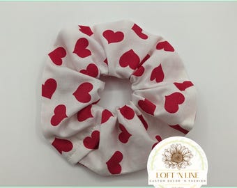 Red Hearts Hair Scrunchie
