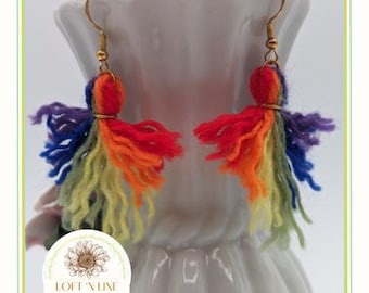 Rainbow Tassel Dangle Earrings