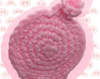 Crochet Pink Pig Booty Dangle Earrings