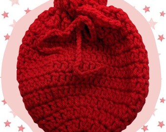 Large Red Crochet Bag With Belt Loop