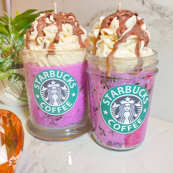 Med or Large Starbucks Chocolate Covered Strawberry Crème Frappuccino inspired Soy Dessert Candle