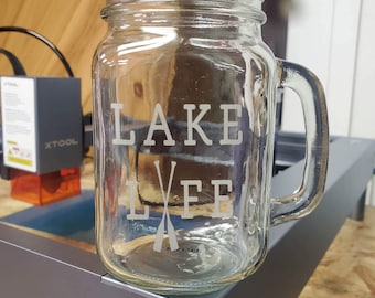 16 OZ Mason Jar with Handle, Drinking Glass, Old Fashioned, Rustic, Farmhouse, Home Decor