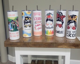 20 oz  stainless steel double wall insulated sublimated Tumbler with metal straw and straw cleaner brush, Personlized, gift for anyone