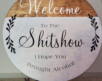 Round Welcome Sign, Home Decor, Farmhouse, Rustic, Wall Hangings