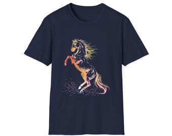 Neon Aufzucht Hengst T-Shirt | Glühende Pferdegraphik