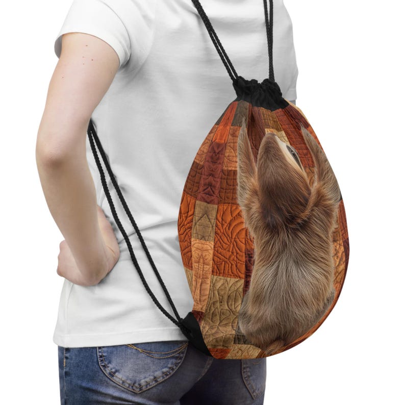 Faultier Kordelzugbeutel: Polyester Patchwork Design Bild 3