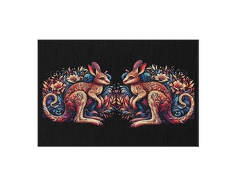 Floral Känguru Spiegel Kunst Outdoor Teppich | Dekorative Terrassenmatte