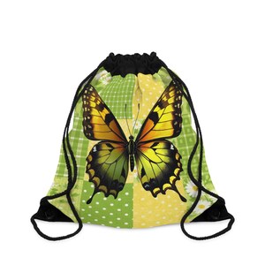 Borsa con coulisse patchwork con farfalla