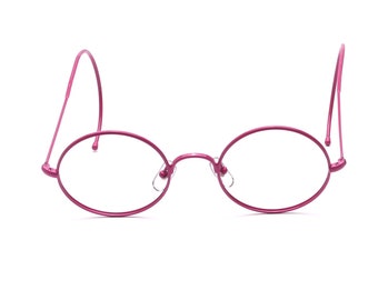 Runde Brille Pink 46mm Damen mit Pads Klassiker Vintage Stil Sportbügel Unisex Retro Mode Metall Stil 90er Jahre John Lennon Stil