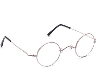 Runde Brille Metall Silber matt Damen Herren in 40-31mm Italy Retro Design klassisch